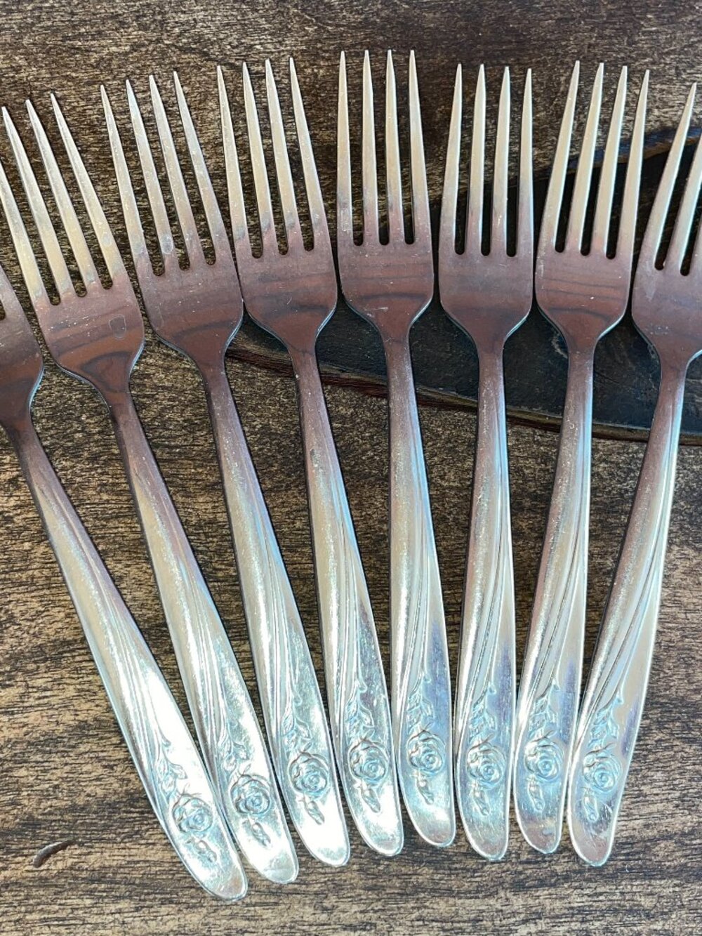8 Oneida ARBOR ROSE TRUE ROSE Stainless Dinner Forks 7.25" 1881 Rogers
